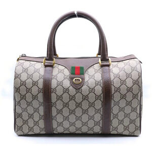 GUCCI Sherry Boston Bag Leather Brown
